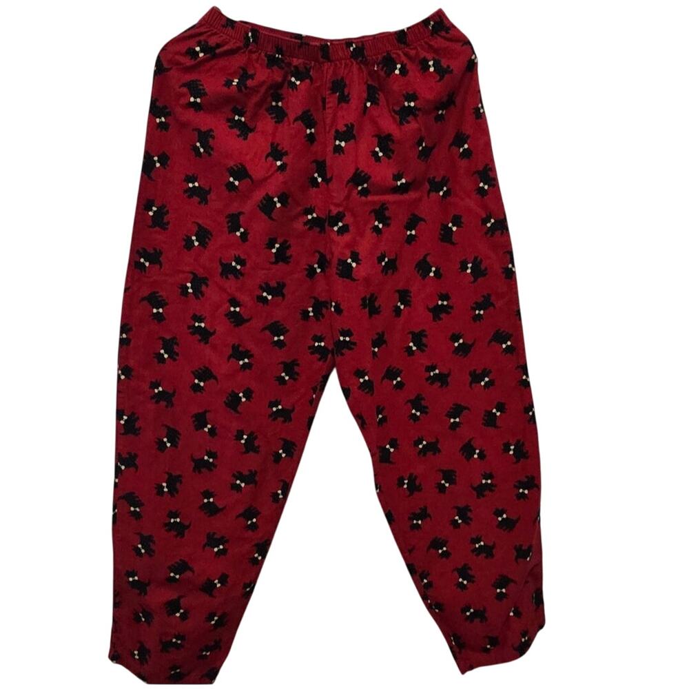 Red Scottie Yorkie Pajama Lounge Pants Cute Dog Women's Size Medium Cozy